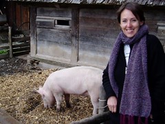 Jess with the pigs