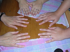 Showing off our nails after the manicure