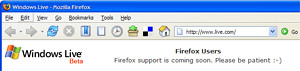 Microsoft Live will support Firefox