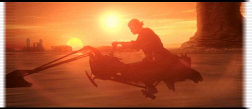 Anakin riding his speederbike