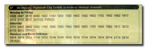 Citybus timetable display (detail)