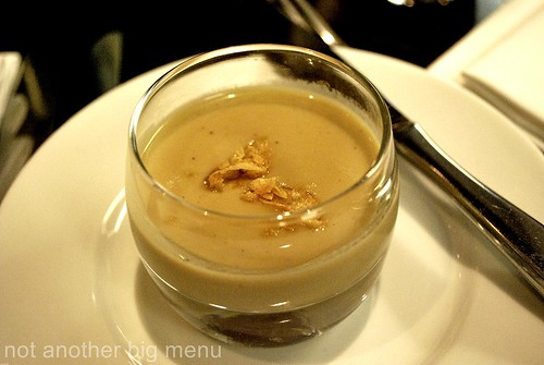 Amuse-bouche (artichoke and foie gras soup)