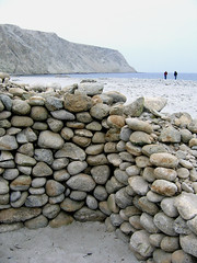 Remains of stone shelter, Playa Blanca, North Chile
