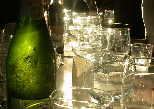 Light on wine glasses