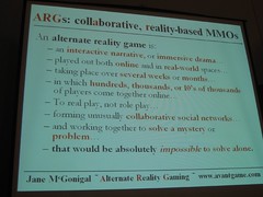 Slide from McGonigals session on ARG, ACG 2005