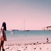 Ibiza - pink blue sea people me boats rocks ibiza