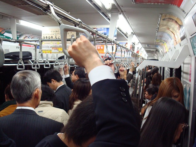 rush hour ride inside a busy train