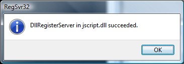RegSrv32 jscript.dll Success