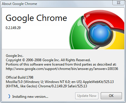 Google Chrome - Updating