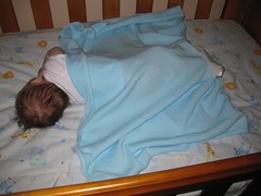 sleeping in the cot