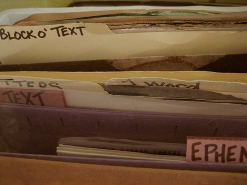 Files of collage text