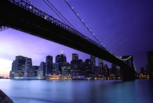 Purple Dusk at Brooklyn Bridge
