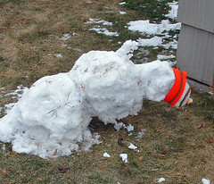 snow person bent over