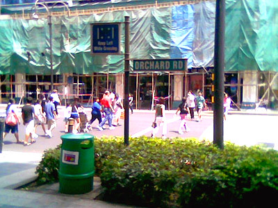 Orchard road, where many malls and entertainment places exist.