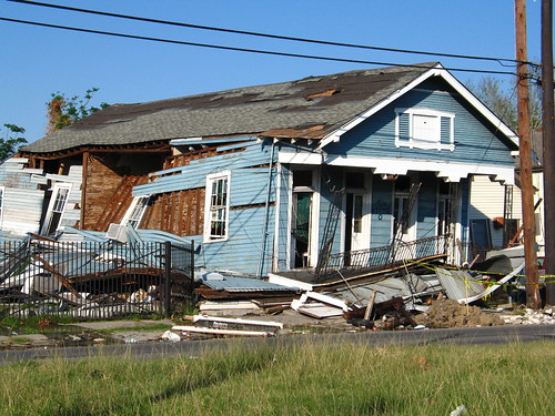 A wrecked house on St. Claude Ave., in the Bywater