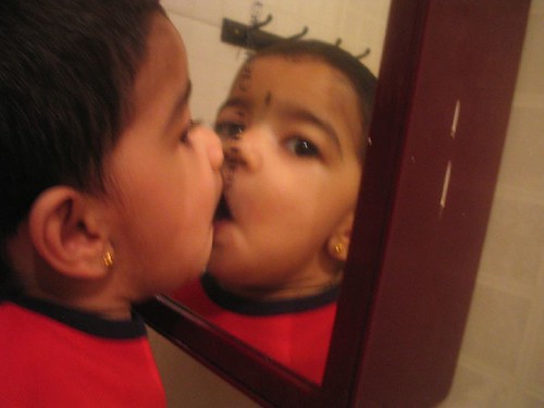 Kissing myself in the mirror