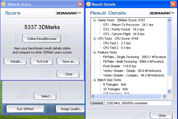 video card X800 GTO:3DMark05 results
