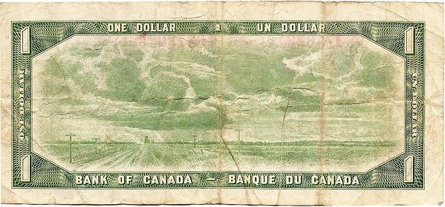 canadian 20 dollar bill back. 1954 Canadian One Dollar bill