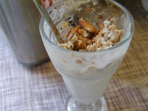 Coconut Milk ice cream with crushed nuts 