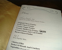 cheese fondue menu
