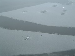 Ice melting on the lake