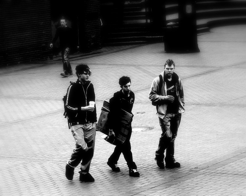 Pioneer Square Teens in Black and White