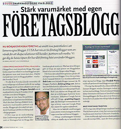 Magnus Attefall i InternetWorld 2005/11