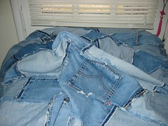 Jeans Quilt (post-washing and trimming)