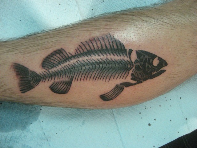 fish skeleton tattoo. fish skeleton tattoo.