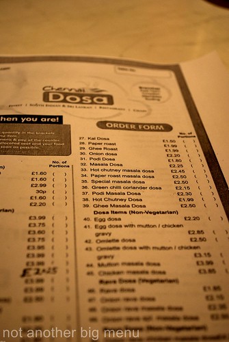 Chennai Dosa menu 2