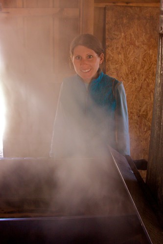 Melissa in front of the evaporator