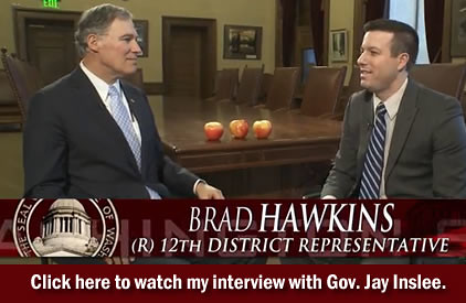 Rep. Brad Hawkins interviews Gov. Jay Inslee