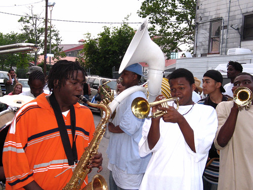 Brass band outside the Fair Grounds