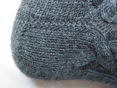 Grey Cabled Socks - heel detail
