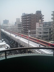 snowy train lane