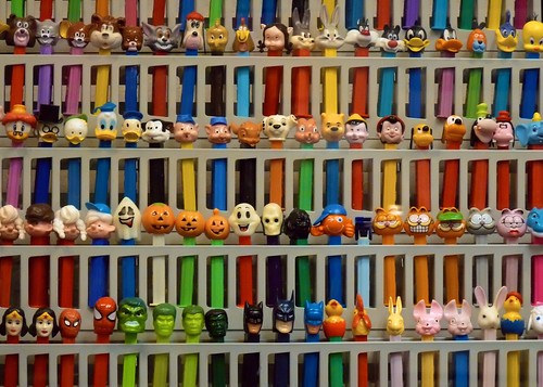 Wall of Pez Dispensers