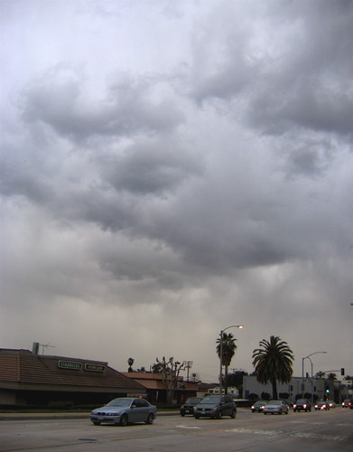 Foothill Blvd. with storm clouds