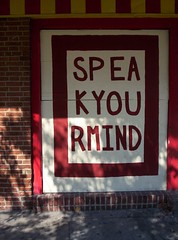 Speak your mind, painted on a wall near Lexington Market, Baltimore