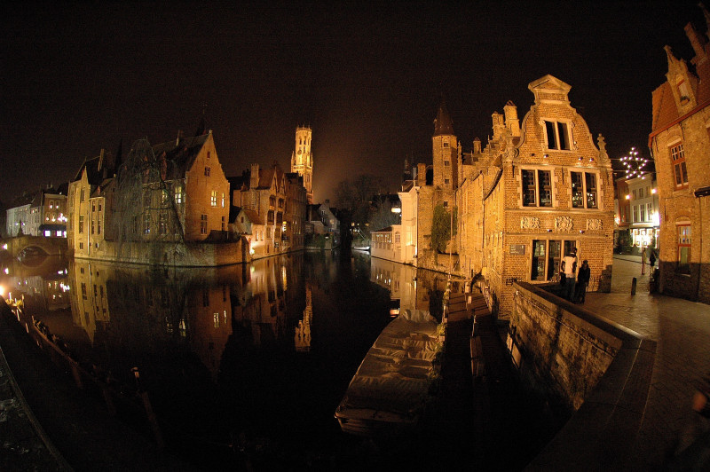 Bruges postcard with a fisheye