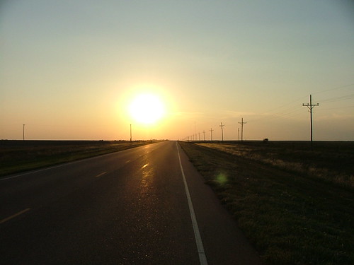 sunset on the open road