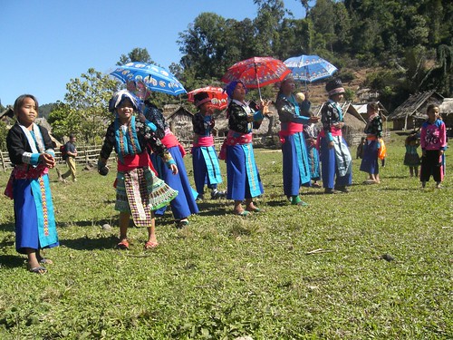 Playing Catch in traditional clothing