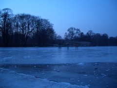 Patinadores no lago de Charlottenburg
