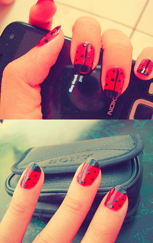 design of ladybug nails for girls