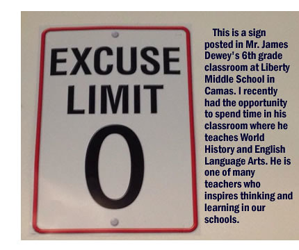 Sign in classroom - Rep. Liz Pike