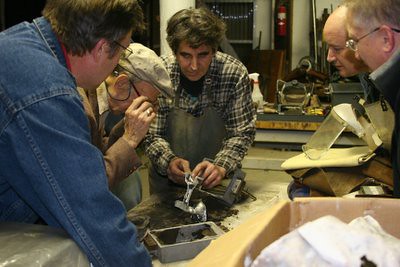 Instructor Rory Mahon with his Aluminum Casting class