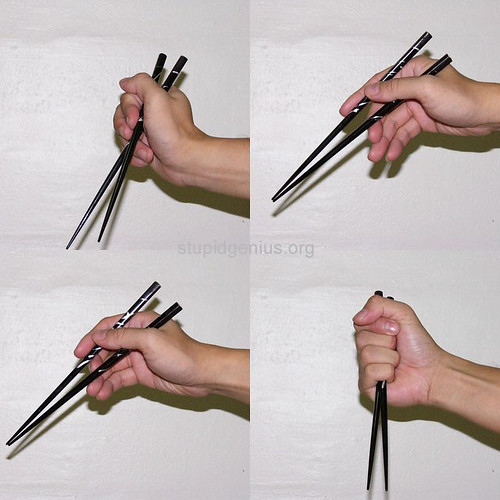 Different methods of holding chopsticks