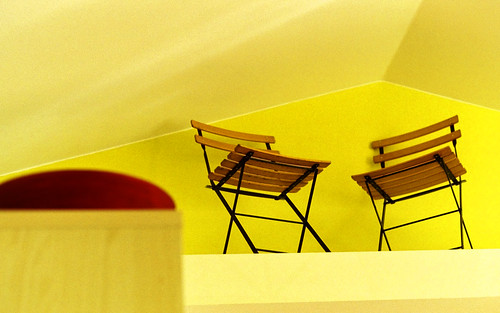 High Chairs,shot with a Nikon F,50mm,f1.8,iso 400 color neg film,Monroe, WA.