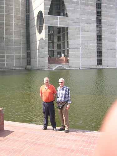 Warren and Justin outside the Bangladeshi Parliament