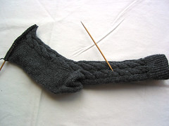 Grey Cabled Sock - sock 2