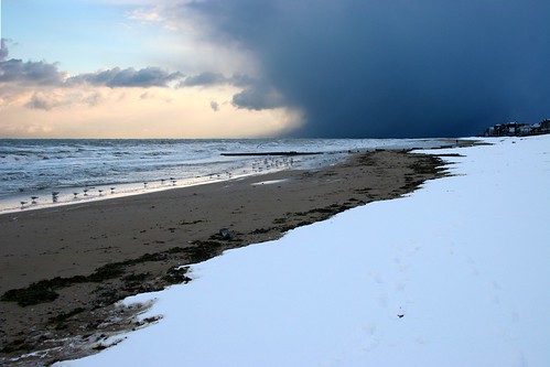 Neige sur une plage de Normandie